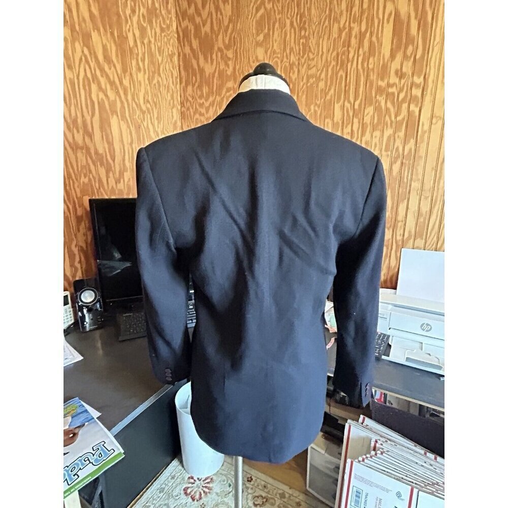 Hugo‎ Buscati Vintage Wool Blend Blazer Jacket Womens Sz 2 Black Buttons - Picture 3 of 5